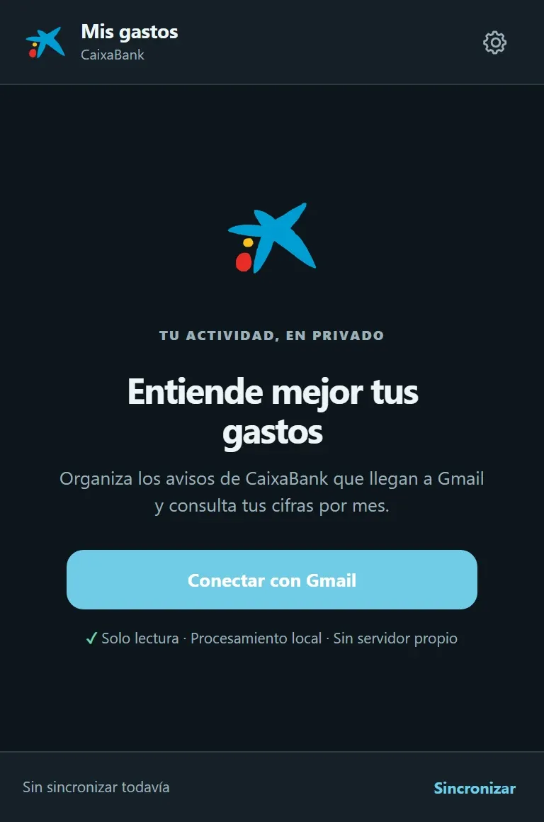 Initial screen before connecting the mail account.